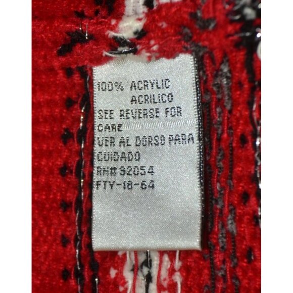 Carolyn Taylor Ladies Red Full Zip Faux Fur Fair Isle Sweater Cardigan Size XL - Picture 14 of 15